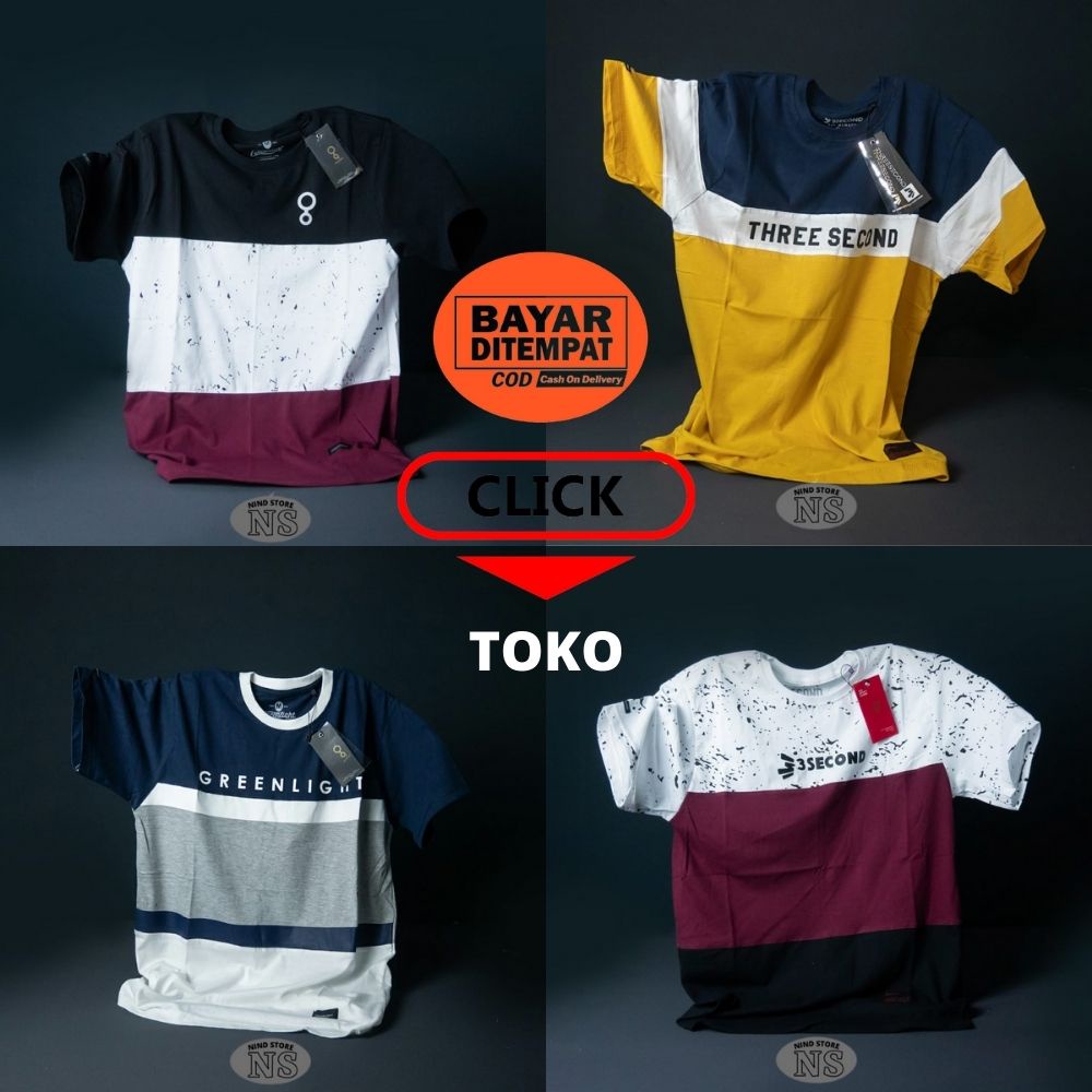 KAOS DISTRO LENGAN PENDEK PRIA KAOS SURVING WARNA KOMBINASI 3SECOND