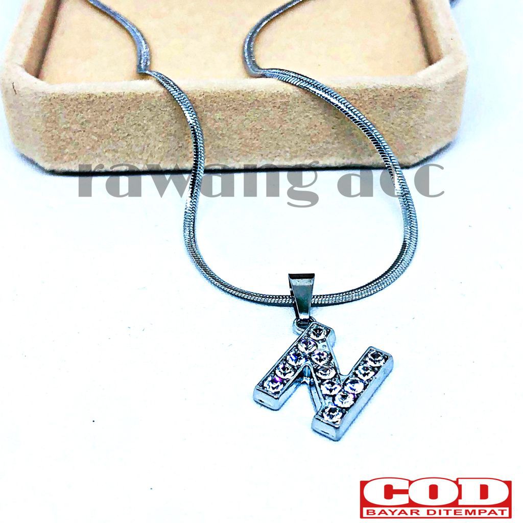 KALUNG SILVER ANTI KARAT - ANTI LUNTUR !!! Kalung pria dan wanita Liontin Huruf Inisial A SAMPAI Z