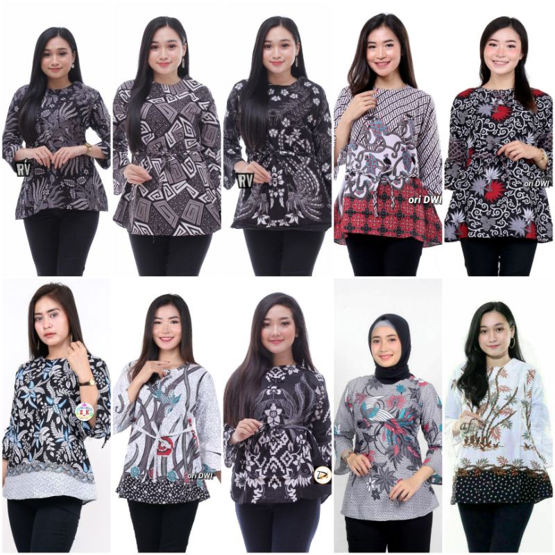 Blus batik warna abu grey