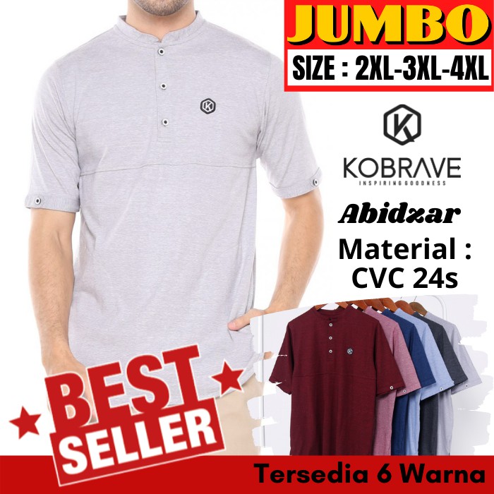 Baju Pria Muslim - Kurta Kaos Kobrave Abidzar Bahan CVC Gerimis - Adem Nyaman Dipakai