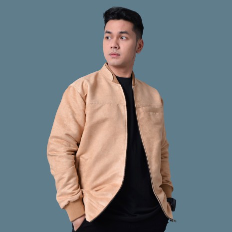 JAKET SUEDE PRIA  CREAM BARU JAKET SUEDE IMPORT JAKET SUEDE WANITA JAKET DISTRO JAKET KEREN BOMBER