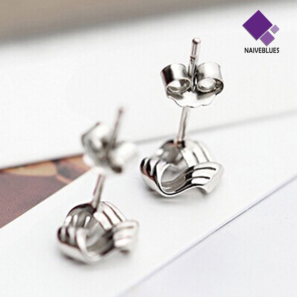 Anting Stud Bentuk Segitiga Geometris Warna Silver