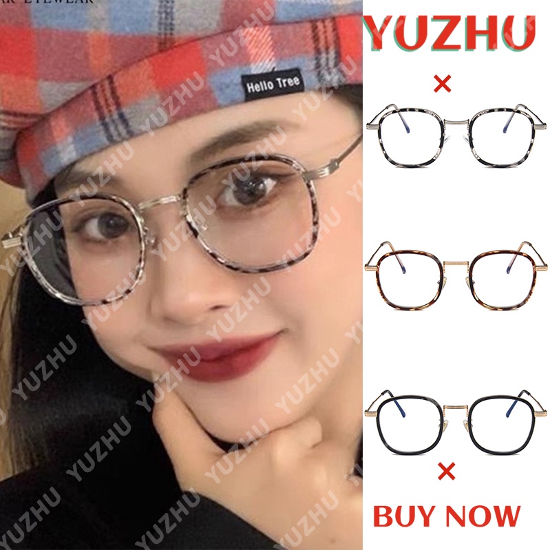 (YUZHU) COD Fashion Korea Anti Blue Light Tortoiseshell Square Frame Kacamata Wanita Yang Dapat Diganti