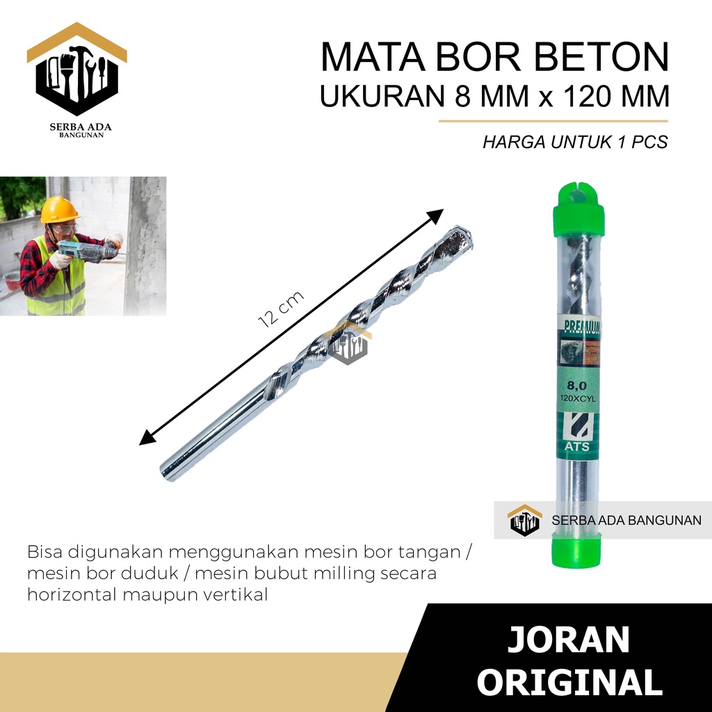 MATA BOR BETON JORAN SIZE 4 5 6 8 10 12 MM TEMBOK KUAT OBENG KUALITAS BAGUS TEBAL TAJAM