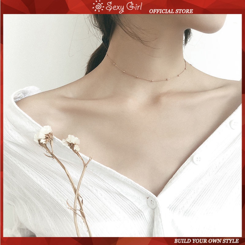 Thin Necklace Korea Slim Spaced Beads Clavicle Chain Simple Short Necklaces Sexy Girl Jewelry