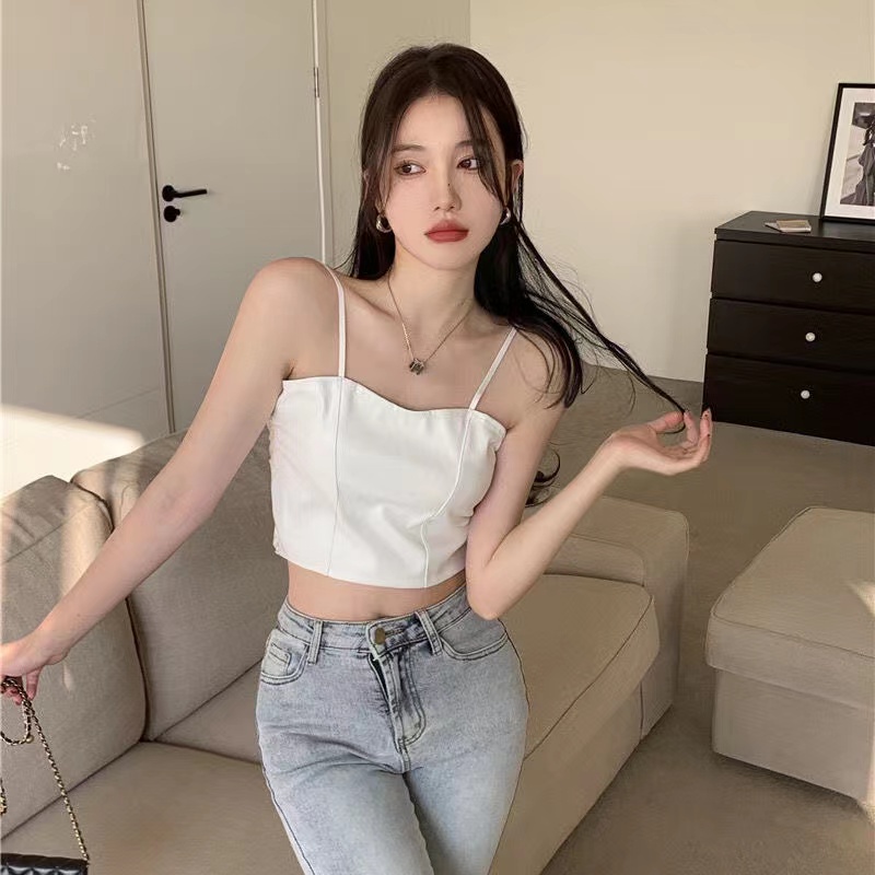 Nicebra Tank Top Wanita Bahan Kulit kualitas gaya Korea 1093