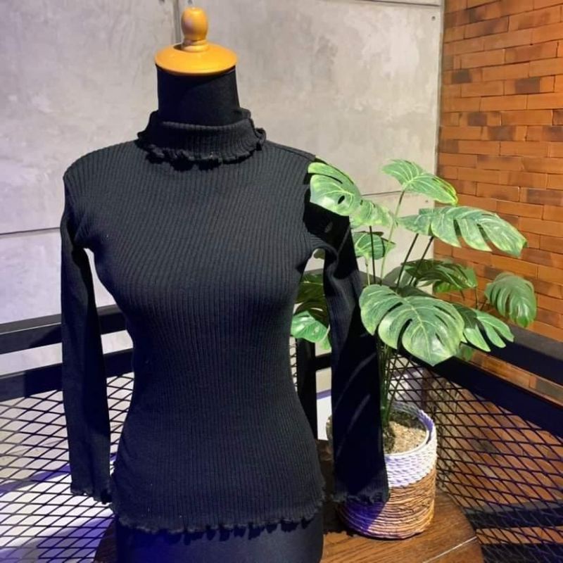 16vaulzesk Atasan wanita / Baju Rajut Turtleneck Full Kriwil Premium / Baju Rajut Atasan Wanita Kekinian Model Terbaru