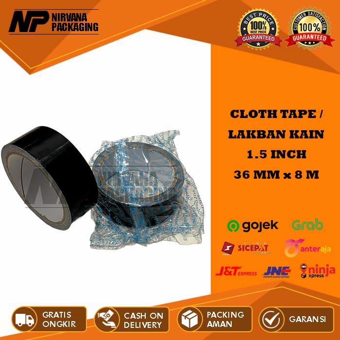 

LAKBAN KAIN / CLOTH TAPE HITAM 1,5 INCH - 36 MM X 8 METER FULL KUALITAS TERBAIK