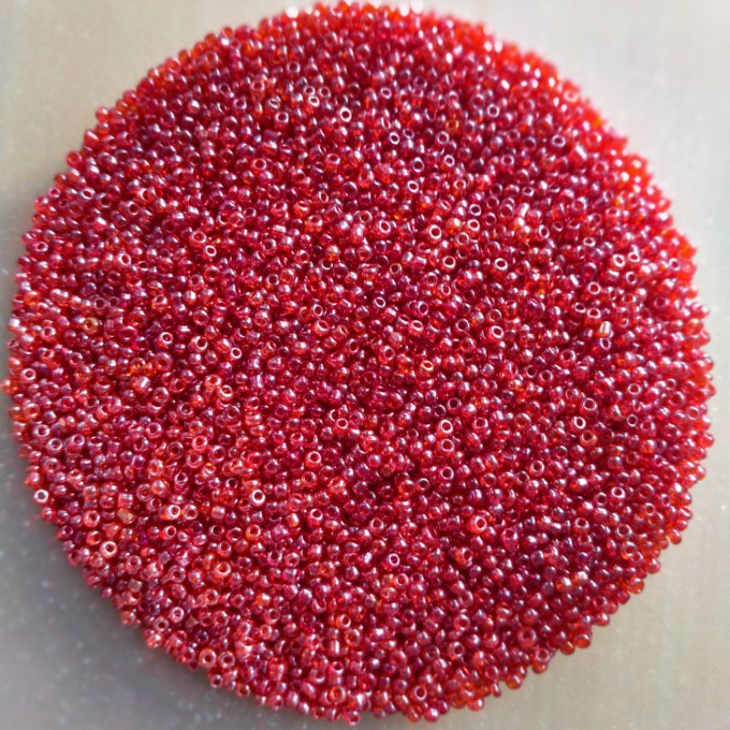 Mote Payet Pasir  Uk-2MM Merah Kaca - 10Gram