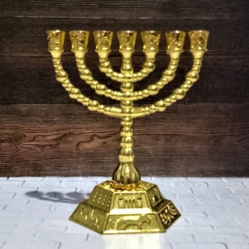 Menorah Israel Yahudi Hanukkah Kaki Dian Pelita Souvenir Israel Profetik Ibrani Judaika Bahtera