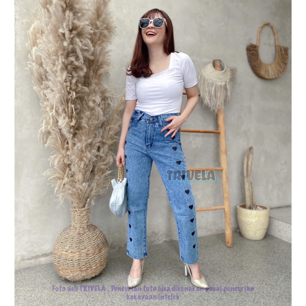 BOYFRIEND JEANS LOVE / LOVE BOYFIE / BOYFRIEND JEANS BORDIR LOVE