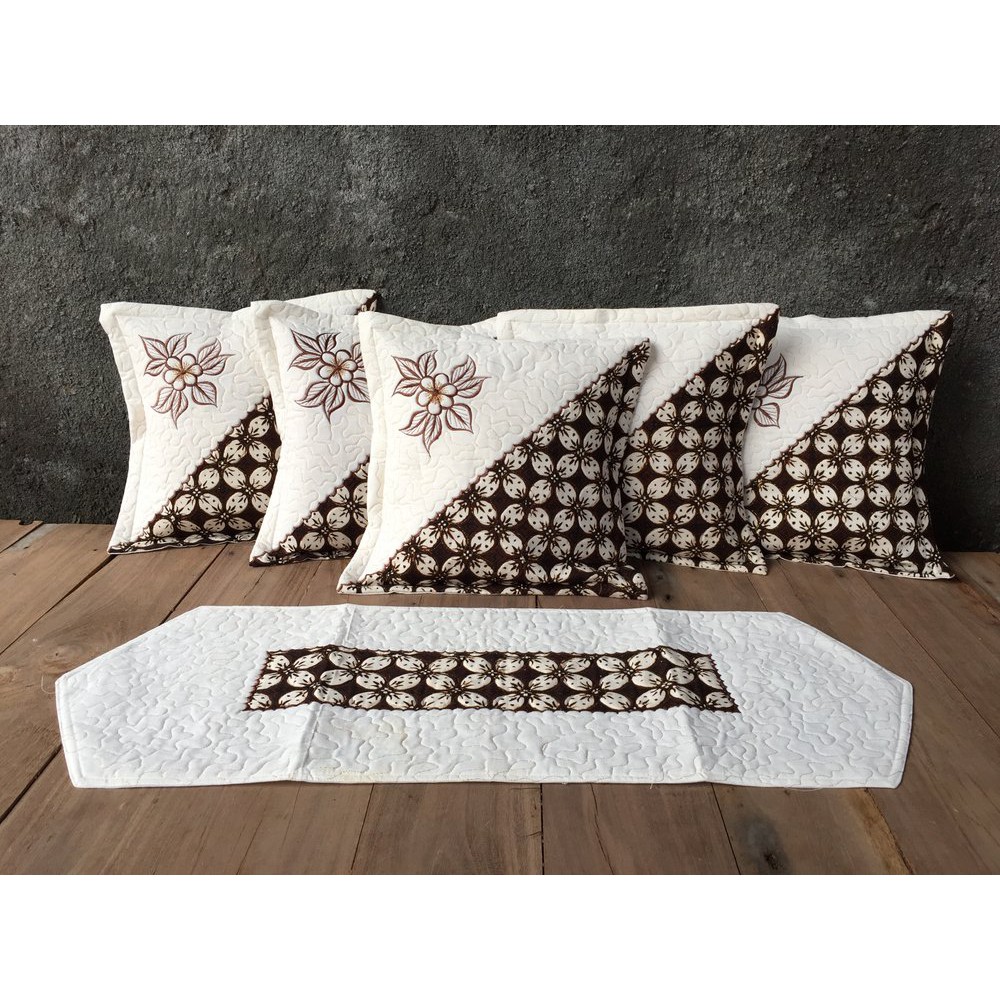 Sarung Bantal Kursi Tamu Batik Sogan Bordir Bagus