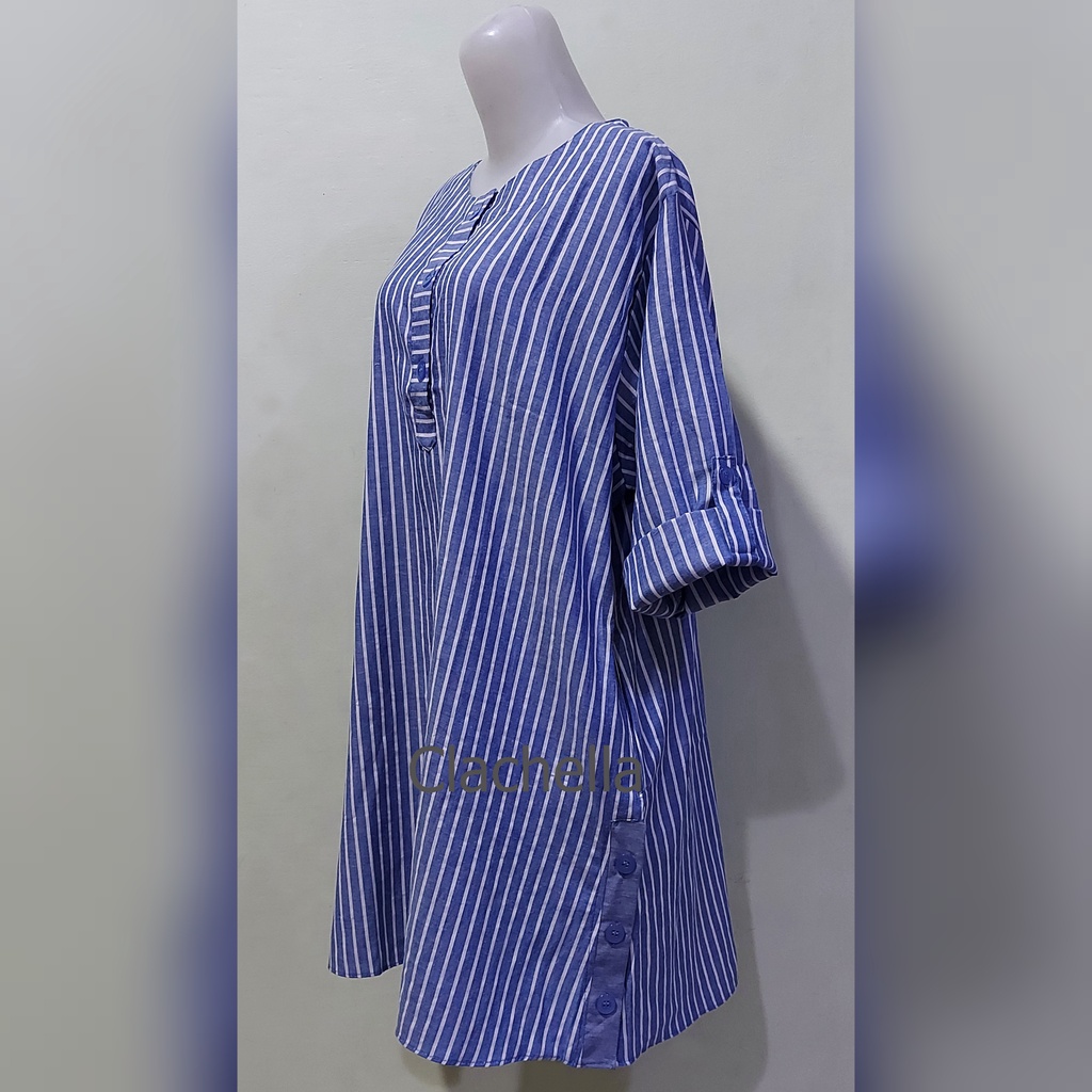 Clachella Baju Tunik Motif Salur, Baju Atasan Wanita T22031