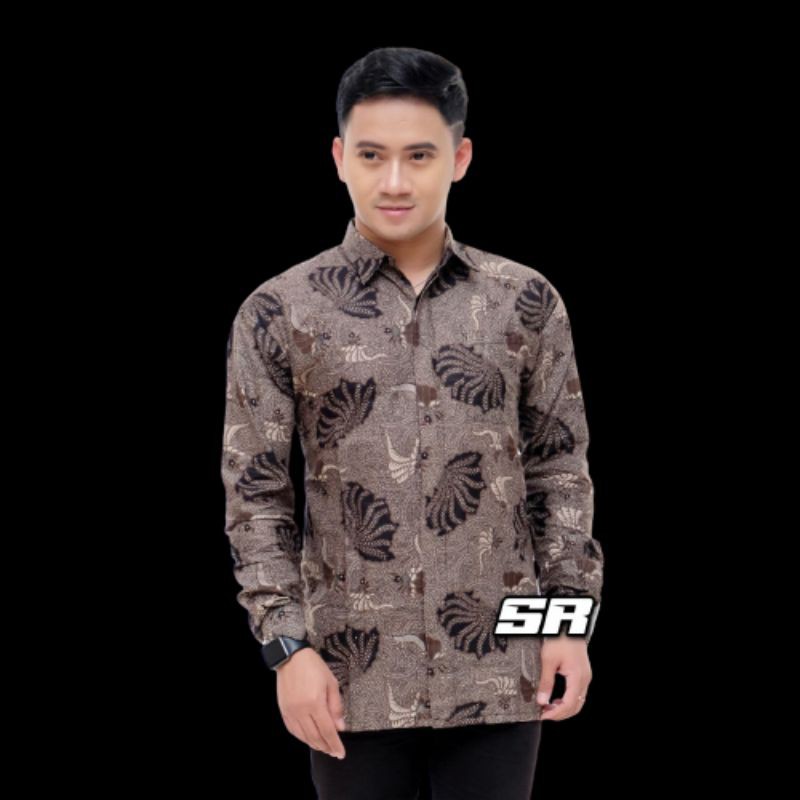 Batik Pria Lengan Panjang BATIK BERKAH HRB026 motif KERATONAN Kode 002 size M L XL XXL Reguler