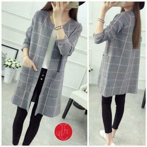 Promo Hari ini G BLAZER DIOR SQUARE grey abu dan hitam cardigan model korea terbaru cardingan