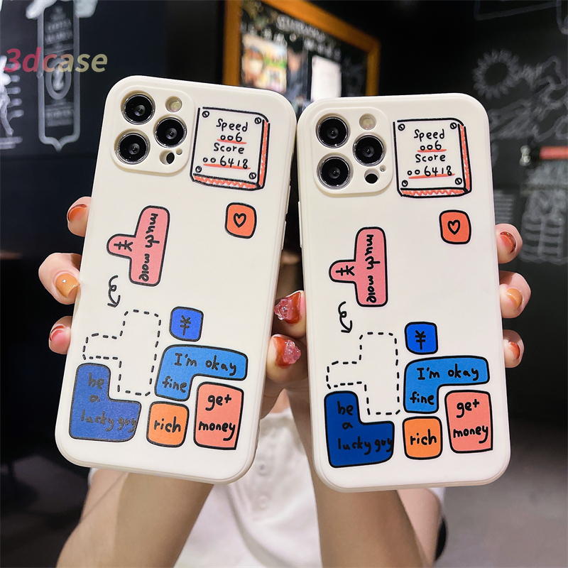 Casing Soft Case Compatible For IPhone 11 12 13 PRO MAX 13 mini 6 7 6S 8 Plus X XR XSMAX Se 2020 6SPlus 7Plus 6Plus 8Plus XS A16 A15 A7 A5S Y20 Y12 Tetris Game Glossy Camera Lens Protector Cover