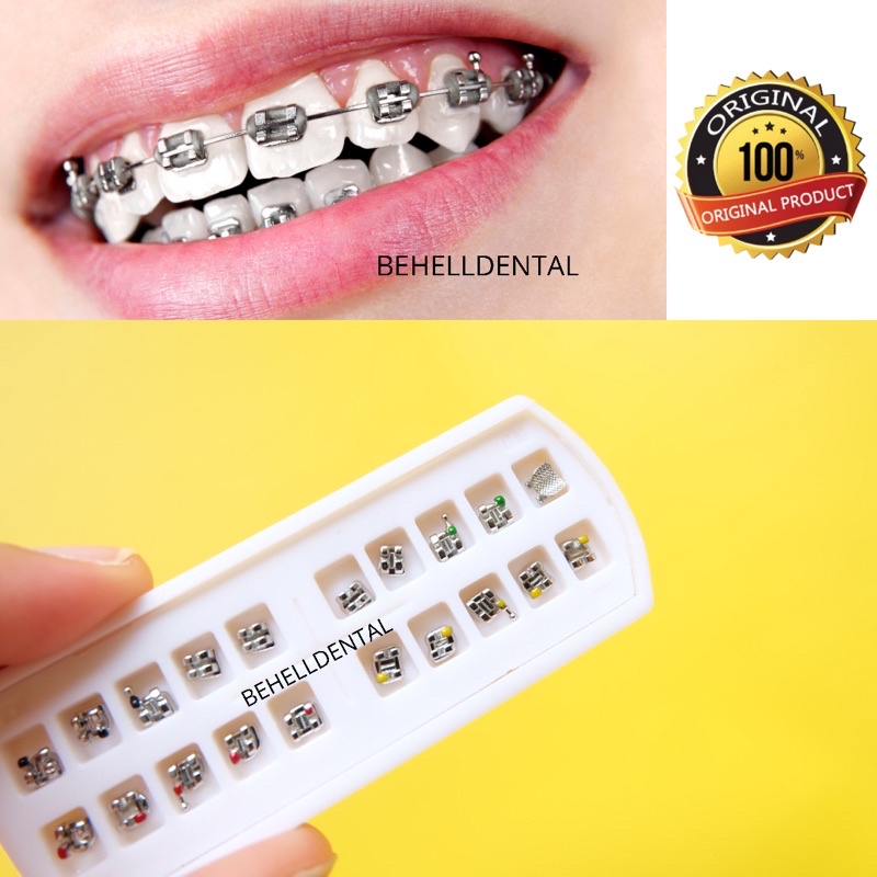 ORIGINAL BRACKET BEHEL METAL ORTHO FDA / AEGIS / GEOUSIS / LUXURY MINI ROTH MENGKILAP WITH HOOK - Dental Braces Orthodontic Untuk Perbaikan / Perawatan Gigi - Kawat - ANTI KARAT - Metalic - BEHELLDENTAL