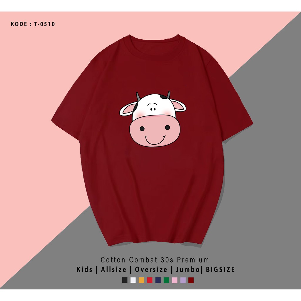 COW FACE T-SHIRT / KAOS UNISEX COWOK / CEWEK TERMURAH BAHAN KATUN 30S