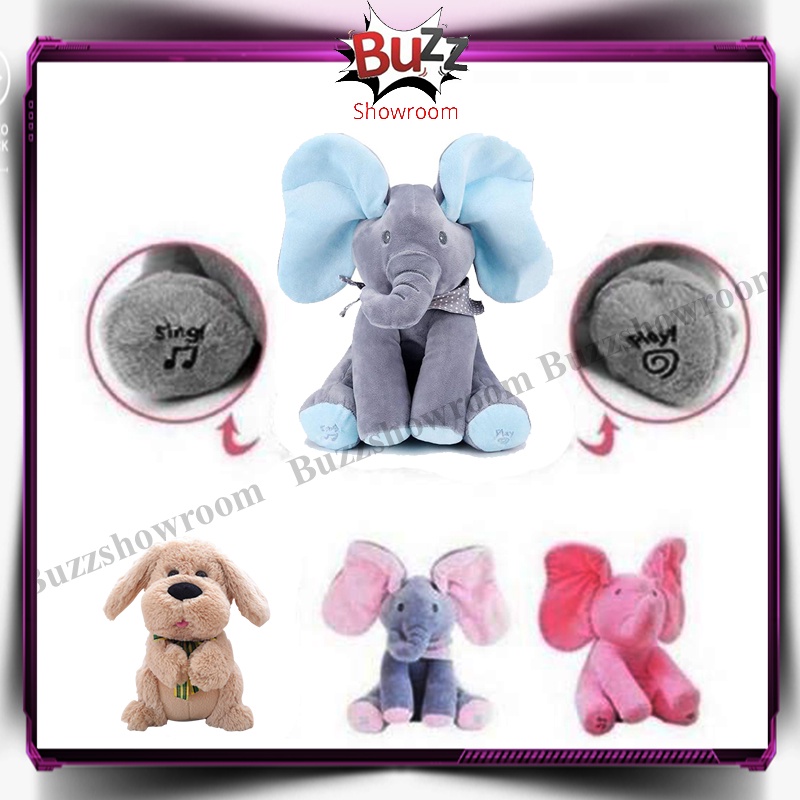 Boneka anjing gajah peek a boo dog rabbit elephant peek ka boo, cilukba clap hand