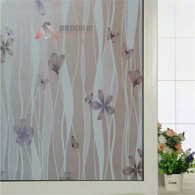 Stiker kaca jendela motif bunga