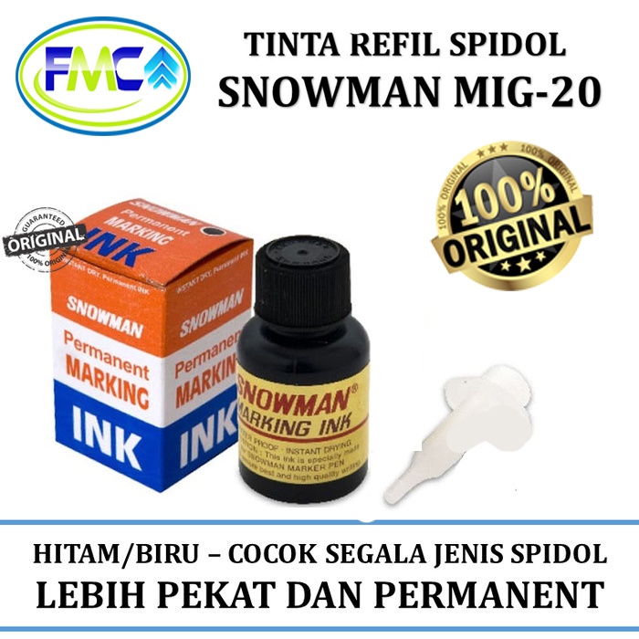 Tinta Spidol Permanen Isi Ulang Snowman Refill Sepidol Permanent Asli Original Super Bagus Kualitas Terjamin