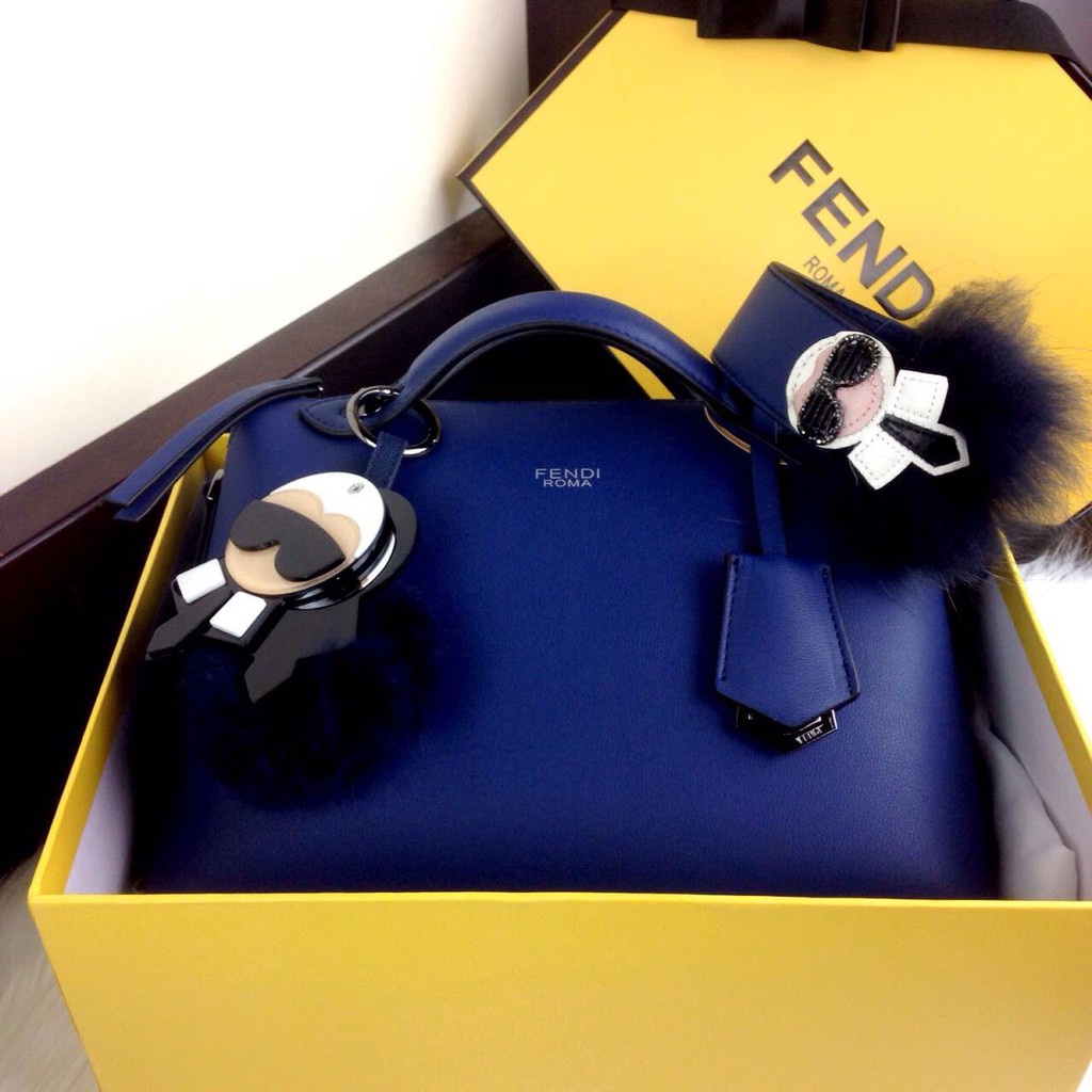 FENDI By The Way Boston Bag SS18 with KARLITO Mirror Charms  sz 27x18x10cm #72265 TS