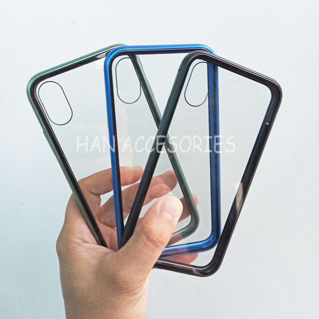 IPHONE XS MAX Case Magnetic 360 FULL GLASS Depan dan Belakang - Full Protection