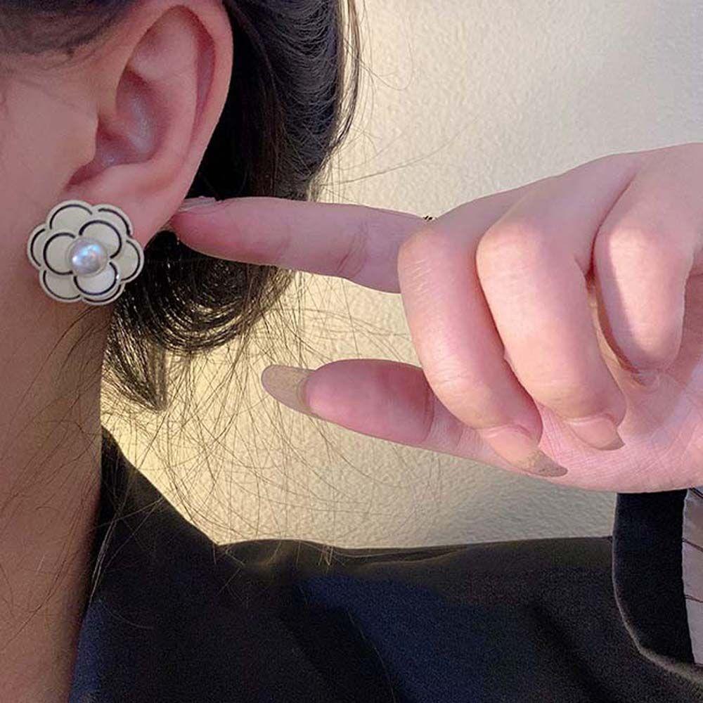 Agustina Anting Kamelia Elegan Manis Mutiara Stud Earrings925 Perak Jarum Fashion Perhiasan Drop Oil Women Earrings