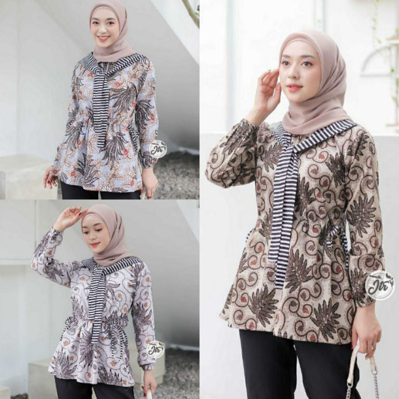 Baju Batik Wanita Modern Atasan Batik Wanita Kerja Kantor Tunik Batik Blouse Batik Kerja Wanita Kantor M L XL Seragam Batik