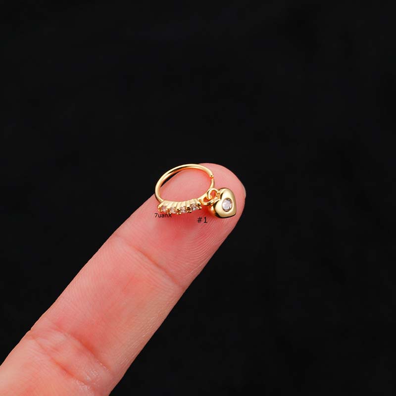 1pc Anting Hoop Hidung 8mm Tanpa Kunci Desain Hatidaunmatakupukupu Hias Zirkon Butterfly