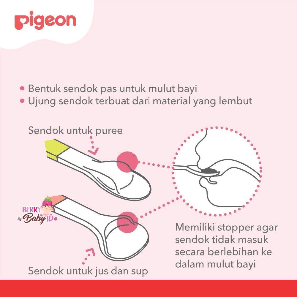 Pigeon Feeding Spoon Set 2 Pc Sendok Bayi Perlengkapan Makan Bayi 6m+ Berry Mart