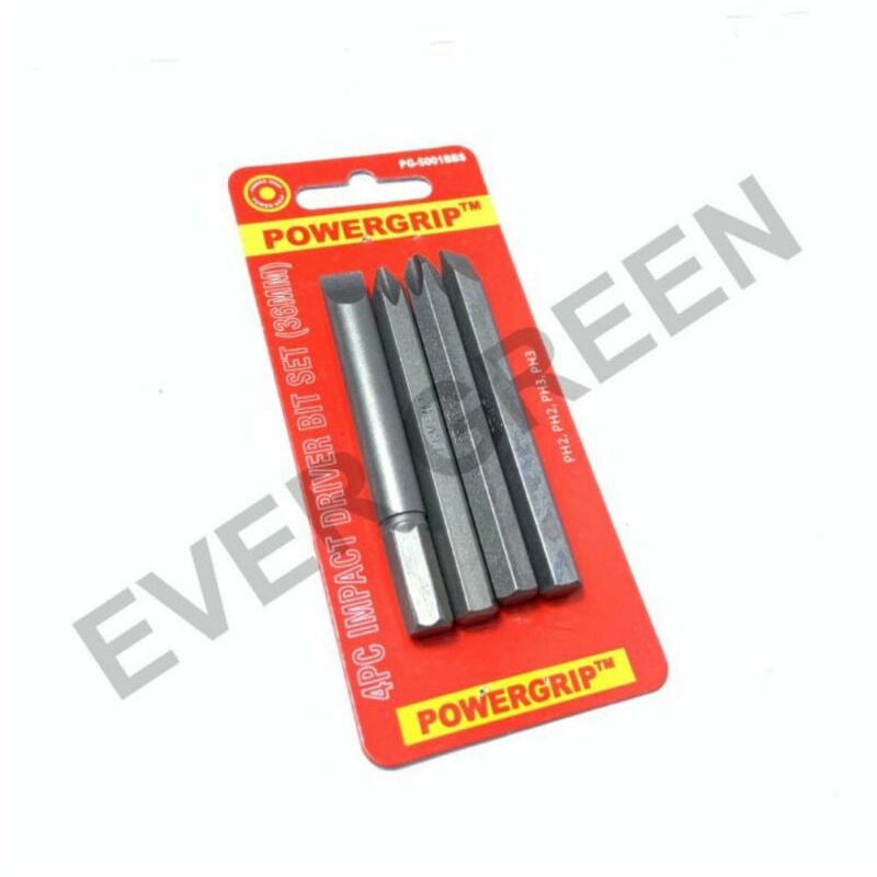 Mata Obeng Ketok/Gedor 1 set 4 pcs - POWER GRIP - Mata Obeng PLUS dan MIN model PH2 dan PH3