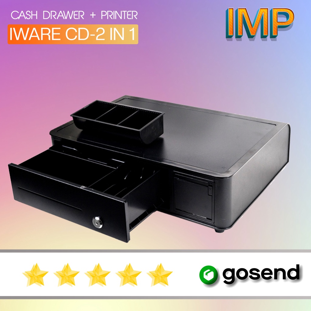 Jual CASH DRAWER/LACI UANG KASIR DENGAN PRINTER BLUETOOTH IWARE CD 2IN1