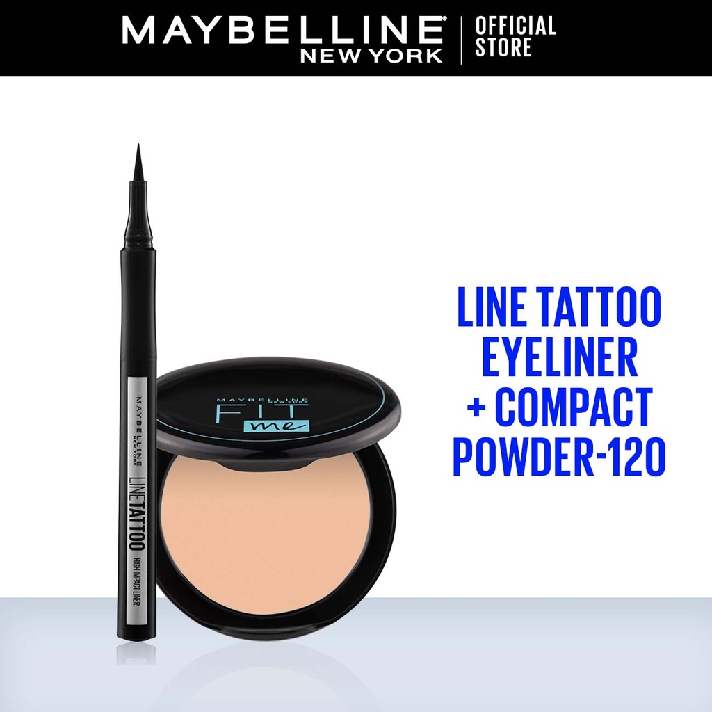 Maybelline Matte & Beauty Makeup Looks ( Liquid eye Liner & Powder Foundation - 120 )