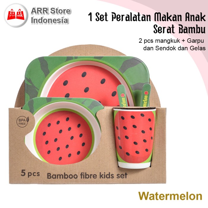 Tempat Makan Bayi Gift Babiesfirst Bamboo Feeding Set Tempat Alat Makan Anak Watermelon