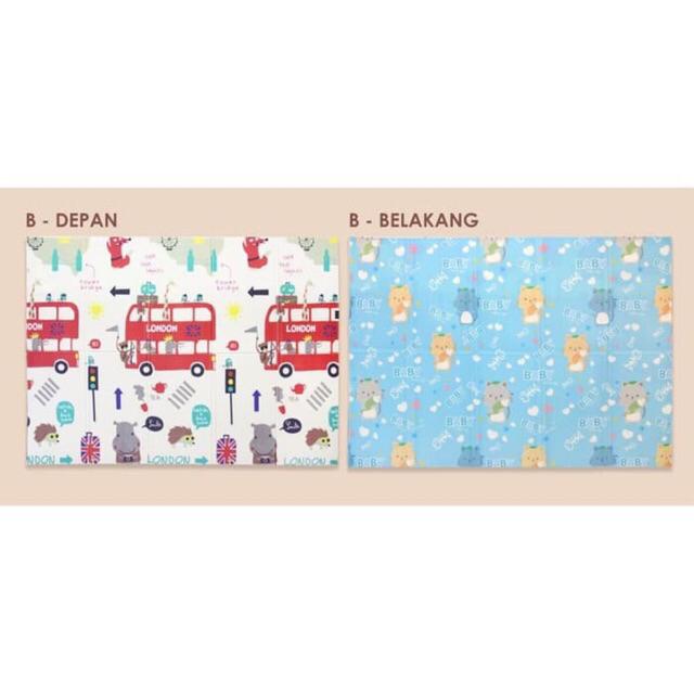 (DENGAN TAS) PREMIUM PLAYMAT ANAK BAYI XPE Uk 200 x 150 cmTEBAL 1 CM MOTIF BOLAK BALIK-B + BAG