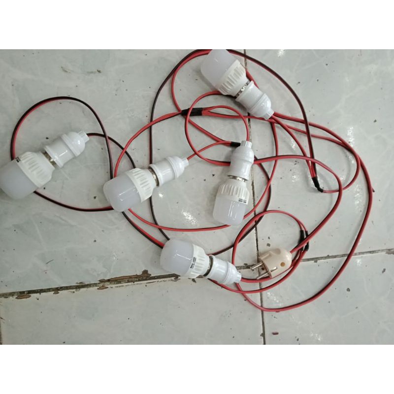 Piting lampu gantung outdoor panjang kabel 5 M + lampu led 5 W