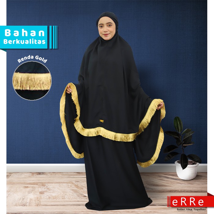 Mukena Renda Dewasa Jumbo Mukenah Bali Mewah Cantik Hitam Terbaru ES31