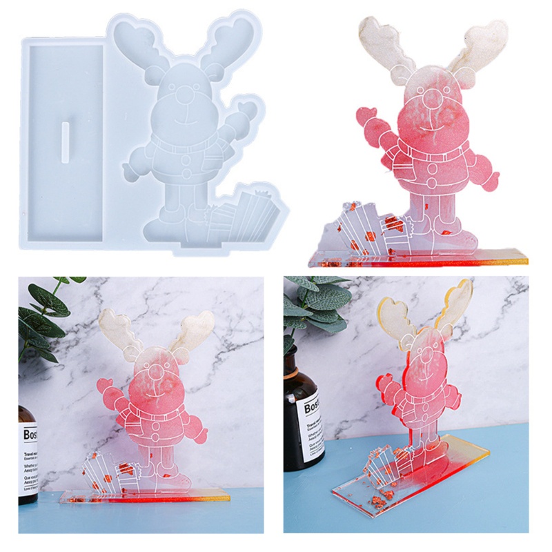 SIY  Christmas Theme Epoxy Resin Mold Xmas Elk Silicone Mould DIY Crafts Home Party Table Decor Ornaments Casting Tools