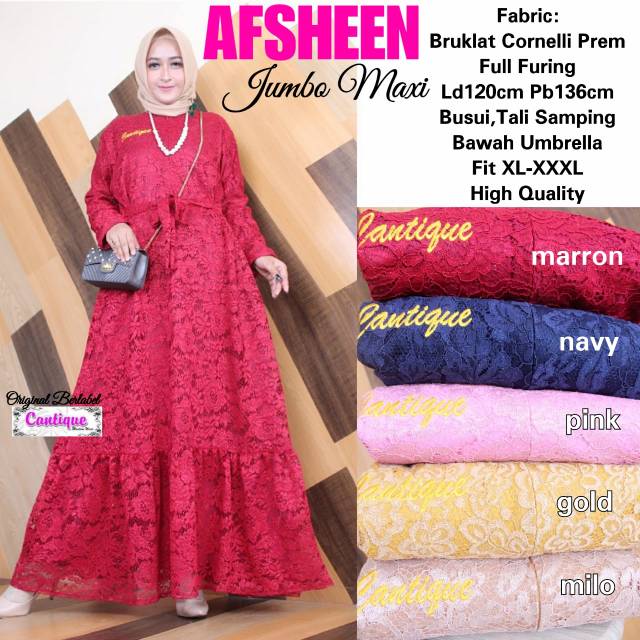 AFSHEEN JUMBO MAXY brokat ORIGINAL cantique gamis MURAH solo
