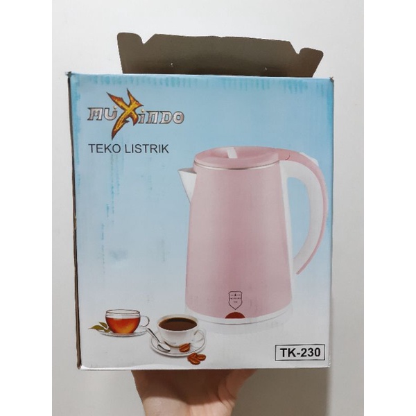 Kettle Muxindo 600 Watt Teko Listrik Otomatis Stainless Steel 2.0 Liter Teh Kopi Rumah / Kantor