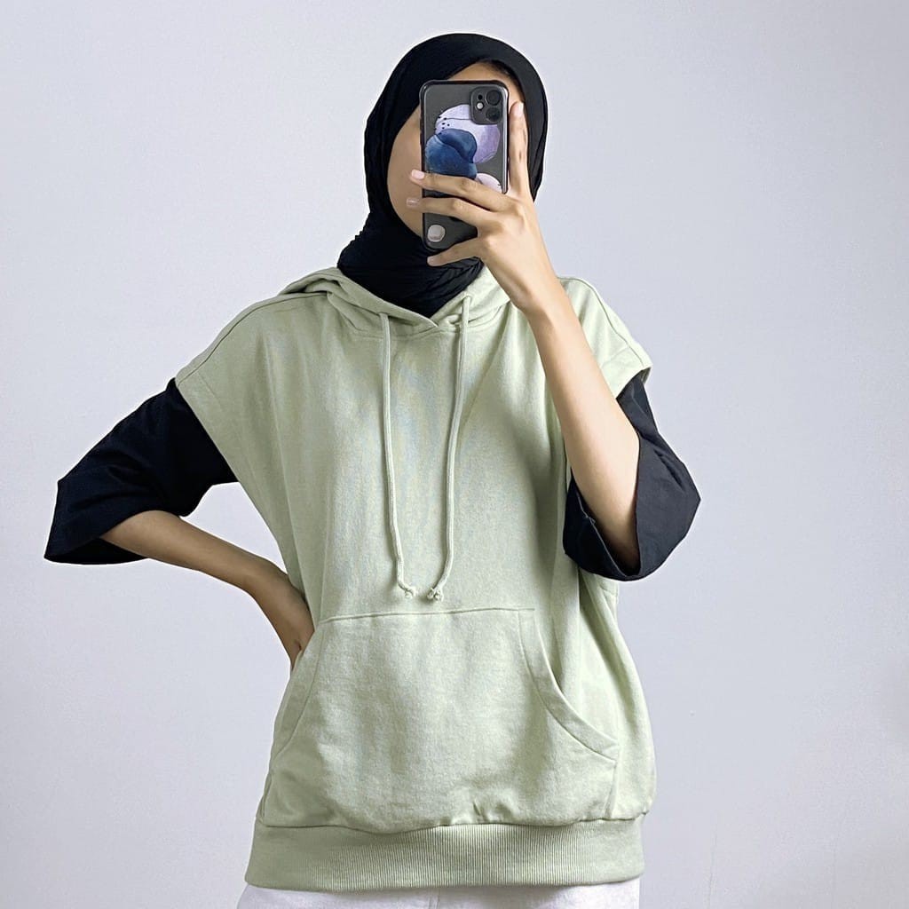 ROMPI HOODIE SWEATER FLEECE TEBAL - VEST SWEATER