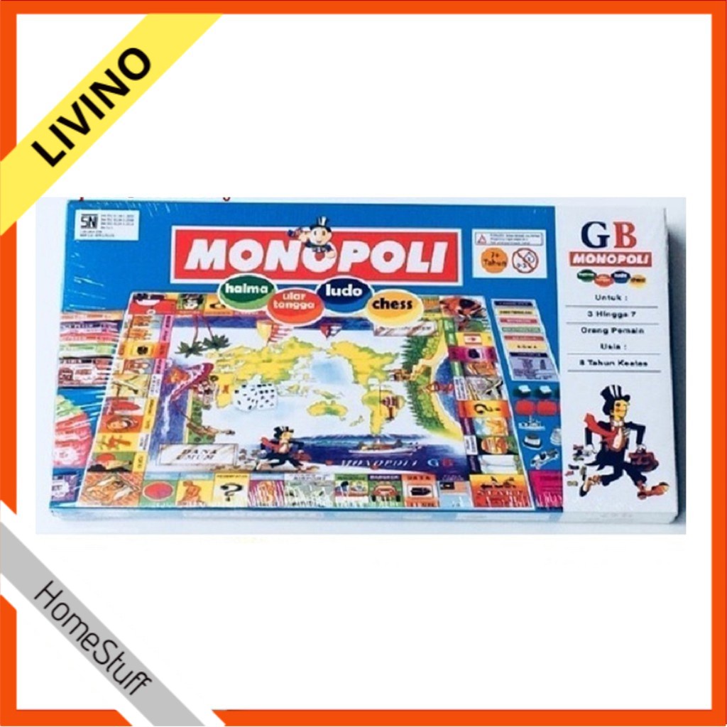 Mainan Set Monopoly Edukasi GB-5G 5IN1 Halma Monopoli Tangga Ular Catur.ID Ludo LIVINO