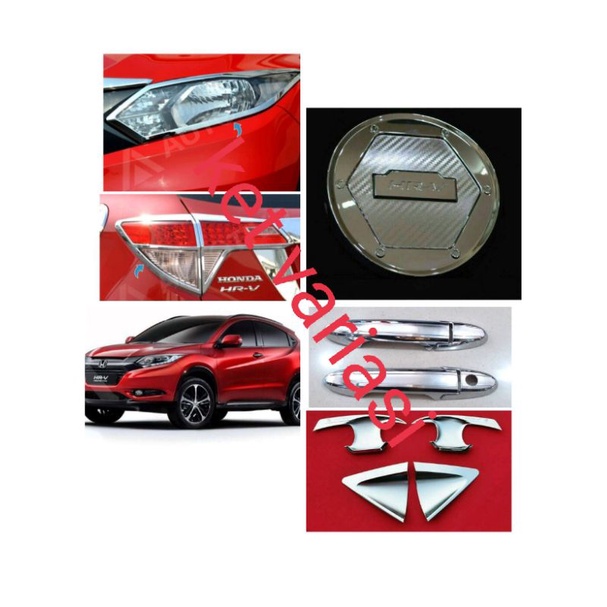 paket lengkap garnish depan belakang outer handle tank cover Honda HRV chrome hitam