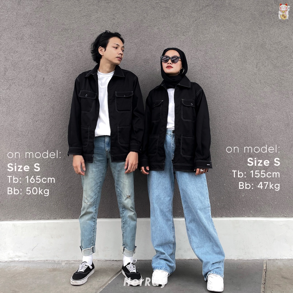 UNO - Jaket Hitam Panjang Couple - Oversized