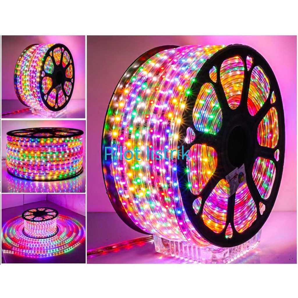 LAMPU LED STRIP ROPE LED 3528 220v(1m~99m) RGB IP66 METERAN 6 WARNA (LAMPU TIKTOK)