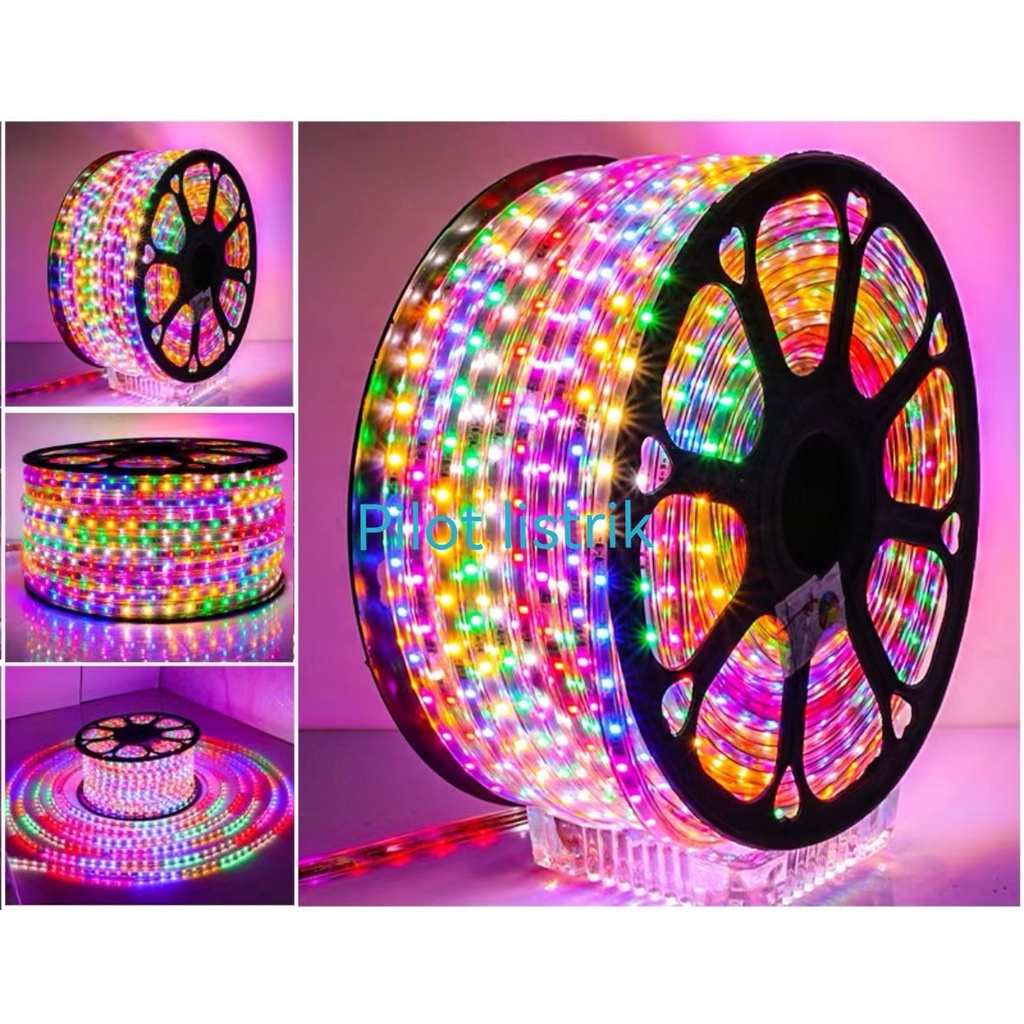 LAMPU LED STRIP ROPE LED 3528 220v(1m~99m) RGB IP66 METERAN 6 WARNA (LAMPU TIKTOK)