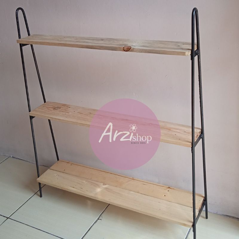 Rak Susun 3 Besi Kayu/Rak Estetik/Rak serbaguna/Rak Kayu/Rak Besi/Rak Tanaman