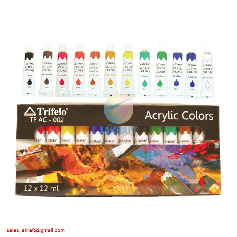  12 Pcs Cat  Lukis  Akrilik Acrylic Paint Set 12 Warna x 12 