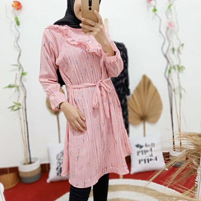 (Assyauqi) Tunik Plisket Rempel | Lavies Tunik | Tunik Muslim Motif